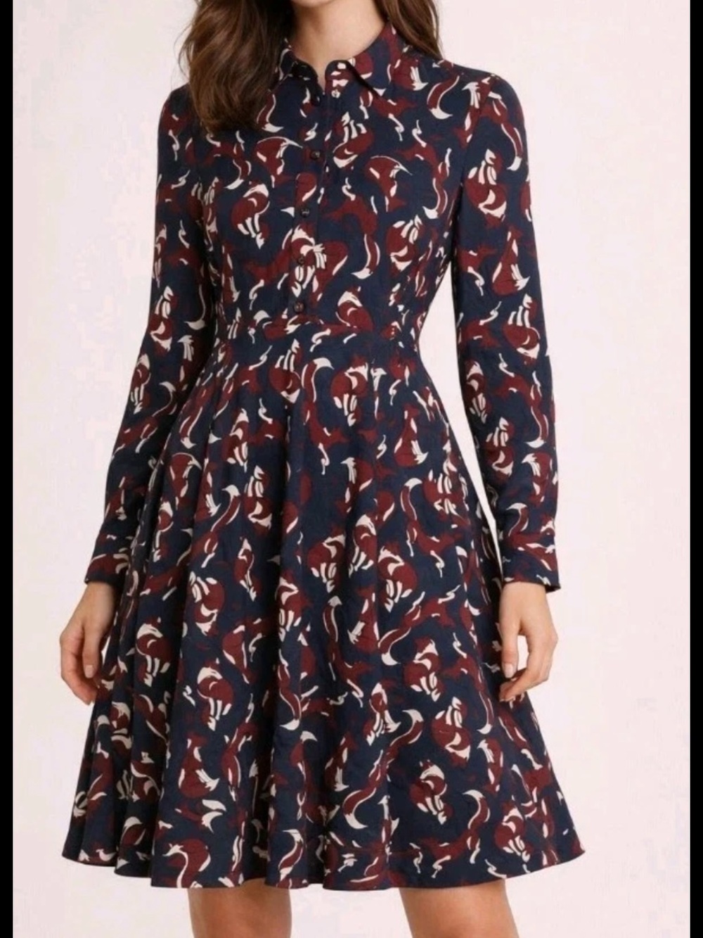 Kate Spade sz 10 worn once Navy Floral Print Long-Sleeve Dress